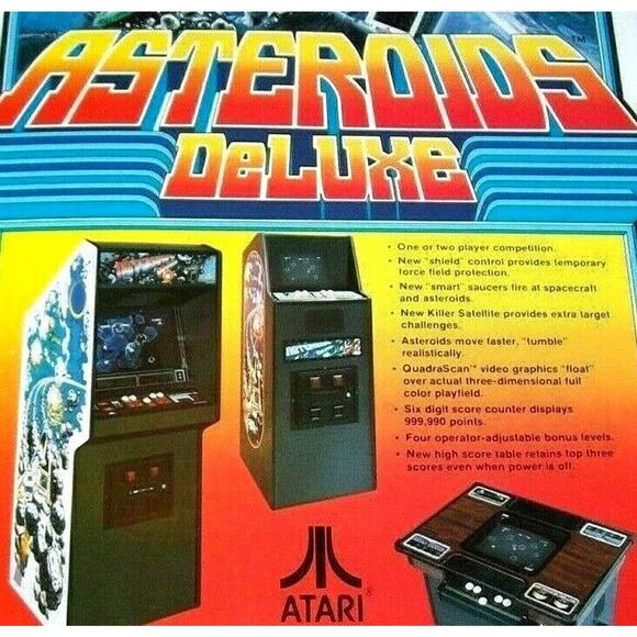 Asteroids Deluxe Arcade Flyer Original 1981 NOS Video Game Art 8.5" x 11" Retro